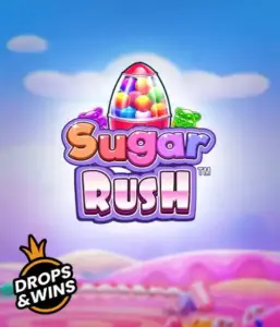 Dive into the delightful world of the Sugar Rush slot game by Pragmatic Play, with a bright candy dispenser set against a dreamy background of candyland. This graphic captures the playfulness of the game, enhanced with bright candies and charming typography. Ideal for candy lovers, promising hours of fun. 